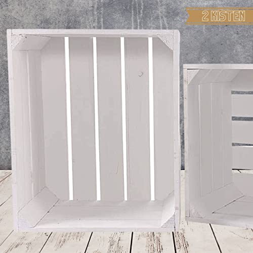 2 weiße Obstkisten 50cm x 40cm x 30cm Holzkiste standard mittelgroß Weinkisten Geschenkkisten Landhaus Geschenk Box Regal klassisch DIY von Vintage Möbel 24 GmbH