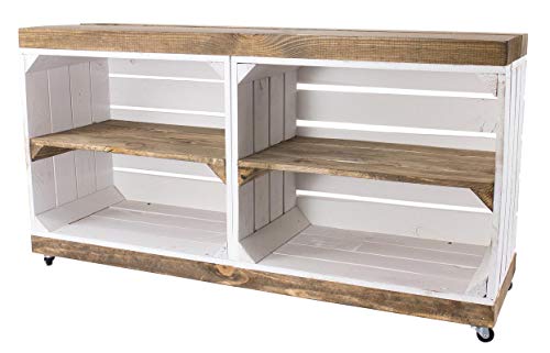 2X Vintage-Möbel 24 TV-Schrank aus Regalkisten in weiß und „Used“ auf Rollen 100cm x30cm x50cm Fernseherschrank Weiss und braun Apfelkisten aus dem Alten Land 2X Vintage-Möbel 24 TV-Schrank aus Regalkisten in weiß und „Used“ auf Rollen 100cm x30cm x50cm Fernseherschrank Weiss und braun Apfelkisten aus dem Alten Land von Vintage Möbel 24 GmbH