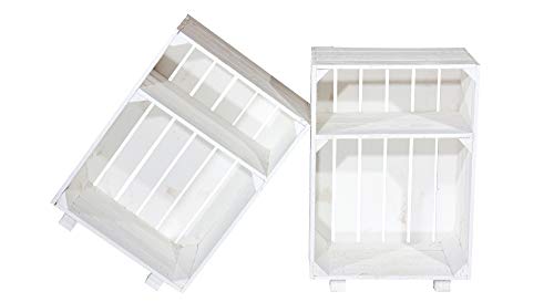 2er Set - Obstkisten Möbel in weiß - Nachttisch 30,5x40x54cm von Vintage Möbel 24 GmbH