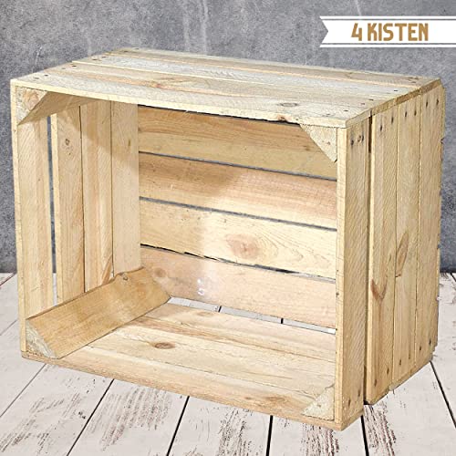 4er Set - Apfelkisten neu natur 50x40x30cm von Vintage Möbel 24 GmbH