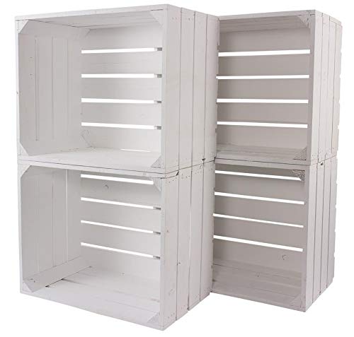 9x Vintage-Möbel 24 neue weiße/weisse Obstkiste 50cm x 40cm x 30cm Holzkiste standard mittelgroß Weinkisten Geschenkkisten Landhaus Geschenk Box Regal klassisch DIY von Vintage Möbel 24 GmbH
