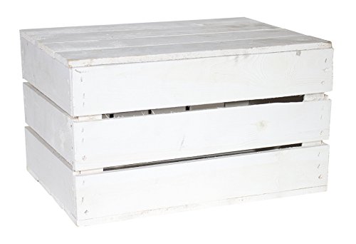 Holzkiste klein mit Deckel weiß 48x36x28cm von Vintage Möbel 24 GmbH