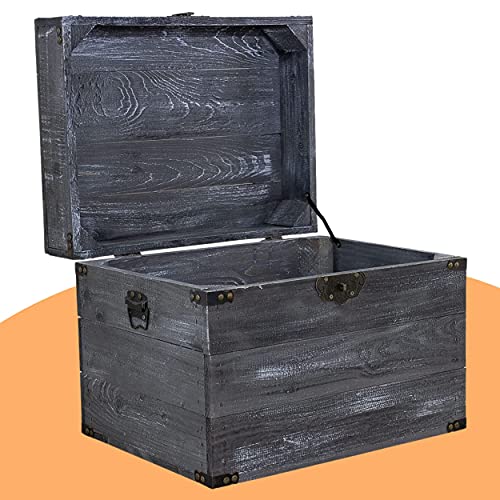 Traumhaft rustikale Holztruhe (45 x 35 x 35 cm, grau Vintage) von Vintage Möbel 24 GmbH