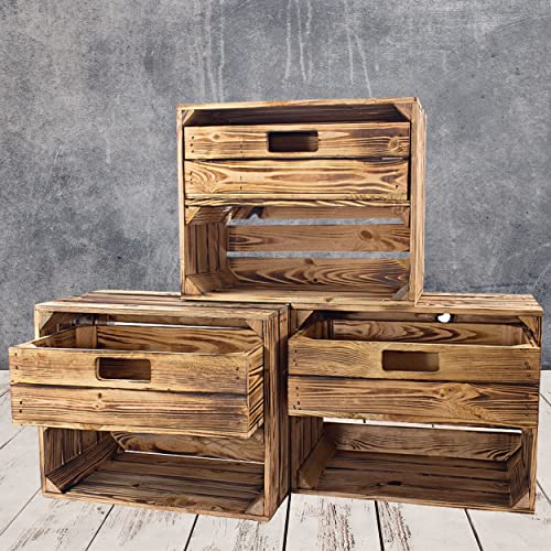 Vintage Möbel 24 GmbH 3 geflammte/flambierte Apfelkisten mit Schublade und Fach 50cm x 40cm x 30cm Regal Holzkiste Kiste Obstkiste Vintage Möbel 24 GmbH 3 geflammte/flambierte Apfelkisten mit Schublade und Fach 50cm x 40cm x 30cm Regal Holzkiste Kiste Obstkiste von Vintage Möbel 24 GmbH