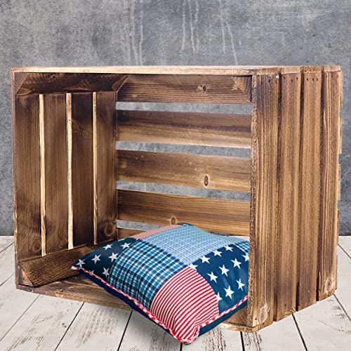 Vintage Möbel 24 GmbH 3er Set geflammte Neue Apfelkiste - Obstkiste flammbiert - flambierte Holzkiste Weinkiste - rustikal 50x40x30cm von Vintage Möbel 24 GmbH