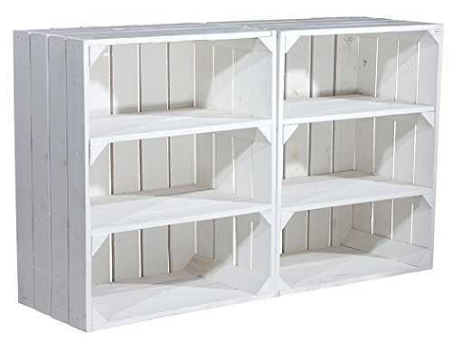 Vintage Möbel 24 GmbH Hohe Regalkiste mit 2 Böden *Shabby Chic* (2er Set) von Vintage Möbel 24 GmbH