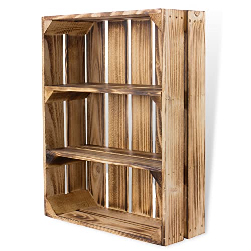 Vintage Möbel 24 GmbH Regalkiste Flach mit 3 Fächern Geflammt 50x40,5x16cm Vintage Möbel 24 GmbH Regalkiste Flach mit 3 Fächern Geflammt 50x40,5x16cm von Vintage Möbel 24 GmbH