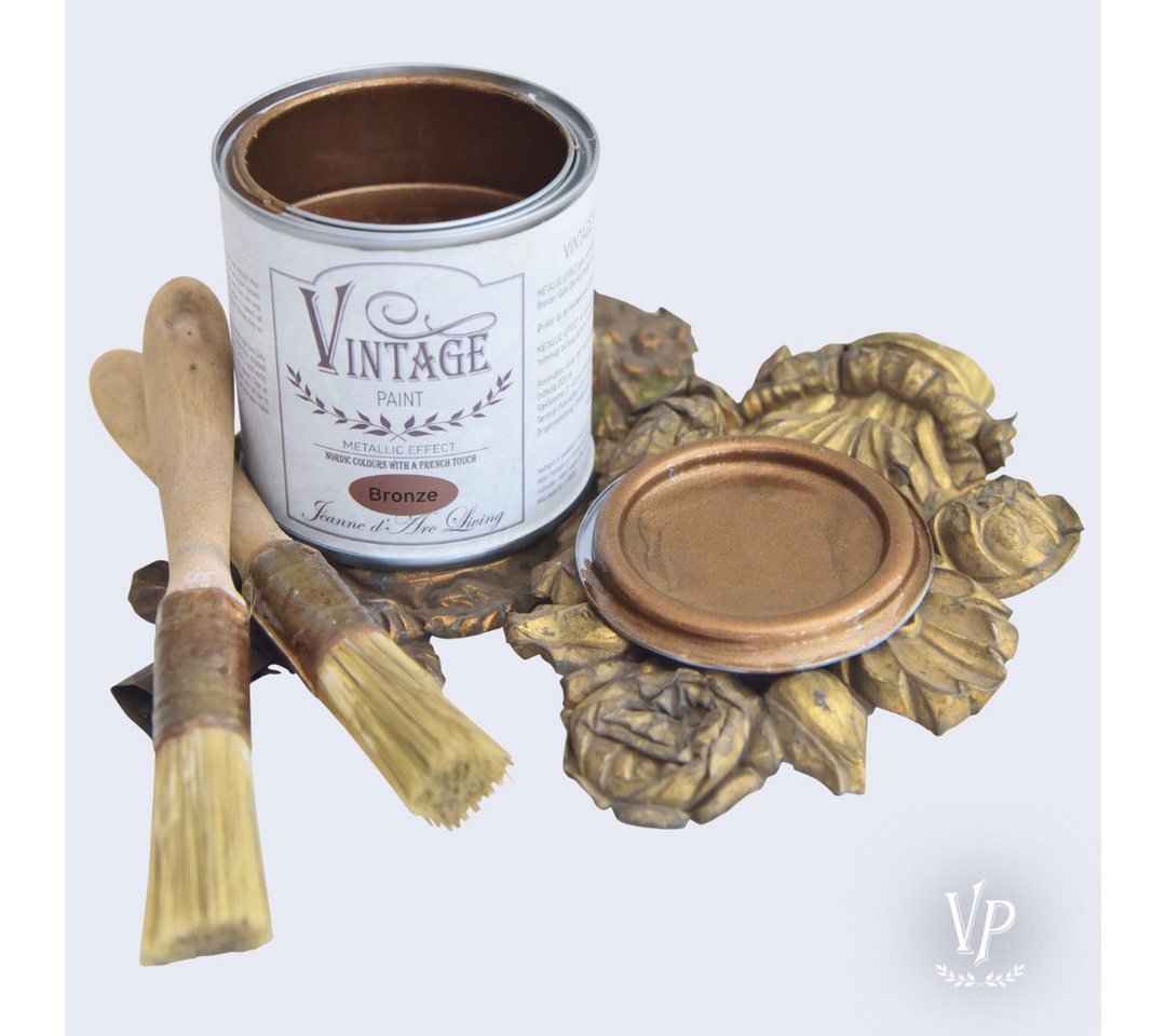 Vintage Paint Kreidefarbe Vintage Paint Metallic Gold In/Outdoor 200 ml Kreidefarbe ECO LABEL, Spritzarm, Umweltfreundlich, Farbecht, ECO Label von Vintage Paint