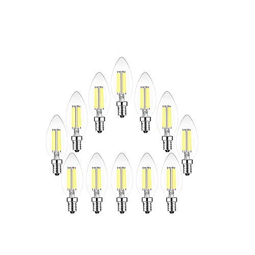 12 Packungen E14 LED-Kerzenlampen Äquivalente 40W LED-Lampen 6500K Kaltes Weiß,Kerzenlampe,4W LED Nicht Dimmbare Glühlampen AC220-240V[Energieklasse A++] von Vintage