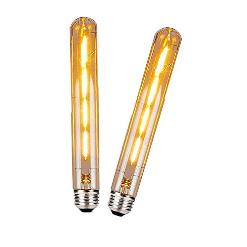 Vintage BAISHICHENG 2 Packungen T30 E27 Long Tube LED Lampe Edison Retro Dekorative Tube Glühbirnen 4W(40W Schraube Halogenlampe Ersetzen) Filament LED Lampen Warmweiß 2700K(225 mm) von Vintage