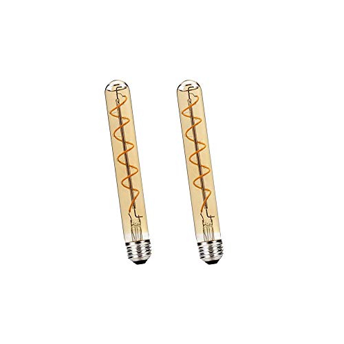 BAISHICHENG 2 Stück E27 T30 185mm Lange Röhren LED Lampe Edison Retro Vintage Dekorative Röhren Glühbirnen 4W(40W Halogenlampe Ersetzen) E27 Filament LED Lampen Warmweiß 2700K Nicht dimmbar von BAISHICHENG