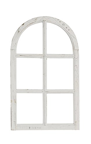 Nostalgie Holz Deko Fenster weiß gewischt halbrund 42 x 2 x 70 cm von Vintage