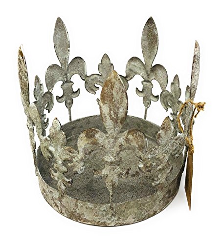 Nostalgie Pflanztopf Fleur de Lys grau antik Optik 13 x 13 cm von Vintage