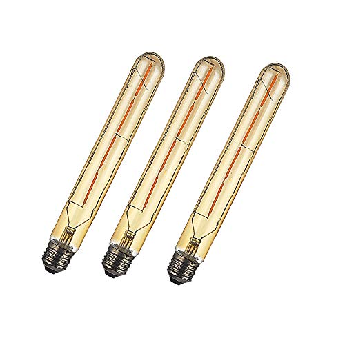 WANGPEI 3 Packs T30 Röhrenförmige LED-Glühbirne, Warmweiß 2700k Nicht Dimmbar 4W Edison Style Rauchglas E27 Glühbirne (40w E27 Schraube Halogenlampe Ersetzen)400LM von WANGPEI