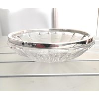 Kristallschale, Vintage, 925 Silber Rand, Sehr Hochwertig, 20 cm Durchmesser von Vintage1952Designs