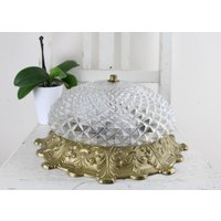 40Er Jahre Plafoniere Antik Deckenlampe Kristall Lampe Jugendstil Art Home Dekor Glas Wand Antiquität von Vintage4Moms