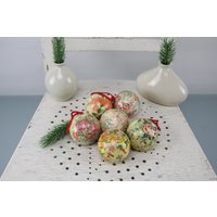 6 Stück Weihnachtsbaum Kugeln Dekoration Weihnachtskugeln Weihnachtsdekoration Tannenbaum Schmuck Vintage Papier von Vintage4Moms