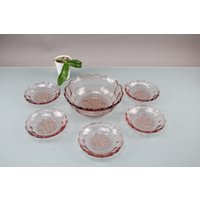 6 Teiliges Set Glas Schüsseln Dekoration Gedeck Schüssel Rötliches von Vintage4Moms