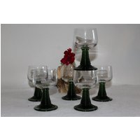 6 Weingläser Aus Den 60Er Jahren Glas 0, 10 Liter Ruwer Green Ribbed Wine Glasses, Schott-Zwiesel Shot Glass Stemware Goblets von Vintage4Moms