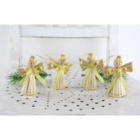 70Er Jahre Christbaum Dekoration Weihnachtsschmuck Figuren Zum Hängen Vintage Jahreszeitliche Deko Stroh von Vintage4Moms