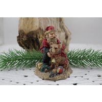 80Er Jahre Christbaum Dekoration Weihnachtsschmuck Figur Weihnachtsmann Mit Bär Kunststoff Jahreszeitliche von Vintage4Moms