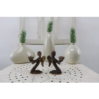 Gilde Bronze Kerzenhalter Prachtvolle Engel Figuren Kerzenständer von Vintage4Moms