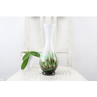 Glas Vase Handmade 70Er Jahre Zauberhaftes Muster Sehr Seltenes Sammlerstück Bunte Grün Weiß Schwarz von Vintage4Moms