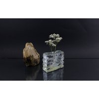 Kristall Vase Transparent Weiß Block Tischdekoration Sammlerstück Für Einzelne Blumen Zweig von Vintage4Moms