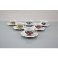 Kronester Bavaria Porzellan Set 6 Personen Kaffee Tee Geschirr Deutsches Blumenmuster von Vintage4Moms