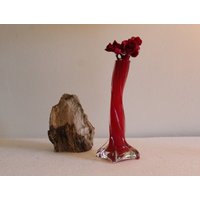 Mid Century Rote Vase Designer Aus Glas Glasvase Handarbeit Rockabilly Dekoration 50Er Jahre West German Ddr von Vintage4Moms