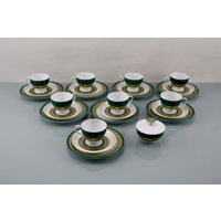 Mid Centurythomas Rotunda Porzellan Kaffee Tee Geschirr Set 25 Teilig Deutsches Grün Gold von Vintage4Moms