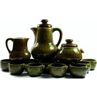 Vintage 12 Personen Tee Kaffee Keramik Set 70Er Jahre Fat Lava Mid Century von Vintage4Moms