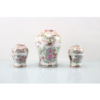 Vintage Jingdezhen Porzellan Vase Set Handbemalen Made in China Kostbares Stück Blumenvase von Vintage4Moms