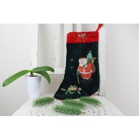 Vintage Weihnachtssocken Geschenke Tüte Kamin Dekoration Handarbeit Aus Wolle 70Er Jahre Weihnachtsdekoration Home Dekor von Vintage4Moms