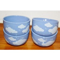 70Er Jahre Vintage Keramik Anbietschalen /Dipschalen Hellblau/Weiß Retro Mid Century Shabby Chic Landhausstil von VintageAhoi