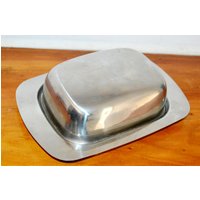 Schöne 70Er Jahre Vintage Butterdose Edelstahl Silber Retro Mid Century Shabby Chic Seventies Landhausstil von VintageAhoi