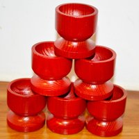 Schöne 70Er Jahre Vintage Holz Eierbecher Rot Retro Mid Century Shabby Chic Landhausstil von VintageAhoi