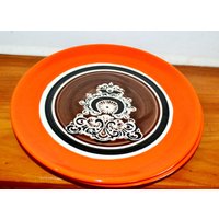 Schöner 70Er Jahre Vintage Keramik Kuchenteller Von Schramberg Adlon Orange Retro Mid Century Shabby Chic Landhausstil Seventies von VintageAhoi