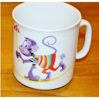 Schöner Vintage Keramik Becher Weiß /Bunt 70Er Jahre Äffchen Affe Monkey Mid Century , Retro Landhausstil von VintageAhoi