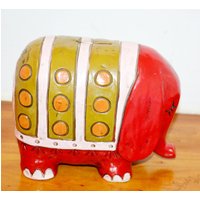 Vintage Spardose Rot Elefant 70Er Jahre Pride Creations Nyc Elephant Coin Bank Retro Mid Century Shabby Chic Piggy von VintageAhoi