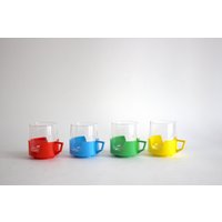 Simax Tschechoslowakei Bunte Glas-Teetassen Aus Den 70Er Jahren von VintageAndOtherThing