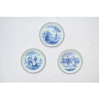 3 Vintage Boch Belgien Blau-Weiße Teller in Ausgezeichnetem Zustand von VintageAntiqueNL