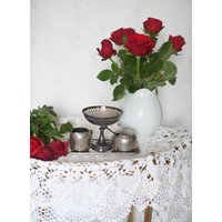 Vintage, Zeer Oude Silber Vintage Set Schale Für Süßigkeiten Oder Kekse, Kaffeesahne Und Zuckerdose, Mit Zuckerlöffel von VintageAntiqueNL