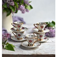 Vintage Teetasse Und Untertasse Mit Golddekor, Bestes Porzellan, Import. Feine Porzellan & Untertasse von VintageAntiqueNL