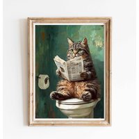 Retro Poster Katze Auf Der Toilette Liest Zeitung Druck Wandkunst Badezimmer Wandschmuck Funny Wanddekoration Geschenkidee Retro Poster Katze Auf Der Toilette Liest Zeitung Druck Wandkunst Badezimmer Wandschmuck Funny Wanddekoration Geschenkidee von VintageArtQuarter