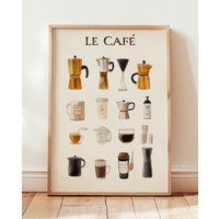 Kaffee Poster Vintage Kaffeeuntensilien Illustration Le Café Wanddeko Küche Barista Kunst Aquarell Druck Geschenkidee Für Liebhaber Kaffee Poster Vintage Kaffeeuntensilien Illustration Le Café Wanddeko Küche Barista Kunst Aquarell Druck Geschenkidee Für Liebhaber von VintageArtQuarter