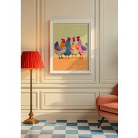 Lustige Hühner Poster Bunte Wandkunst Druck Trendige Wanddekoration Tierposter Farbenfrohe Dopamin Deko Lustige Hühner Poster Bunte Wandkunst Druck Trendige Wanddekoration Tierposter Farbenfrohe Dopamin Deko von VintageArtQuarter