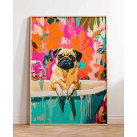 Lustiger Mops Poster in Der Badewanne Kunstdruck Bunte Wandkunst Druck Badezimmer Dekor Retro Wanddekoration Dopamine Lustiger Mops Poster in Der Badewanne Kunstdruck Bunte Wandkunst Druck Badezimmer Dekor Retro Wanddekoration Dopamine von VintageArtQuarter