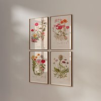 Wilde Blumen Vintage Poster 4Er Set Wanddekoration Florale Illustration Lexikon Geschenkidee Wilde Blumen Vintage Poster 4Er Set Wanddekoration Florale Illustration Lexikon Geschenkidee von VintageArtQuarter
