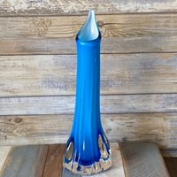 Vintage 1950Er Murano Somerso Blaue Glasknospen Vase von VintageArtperience